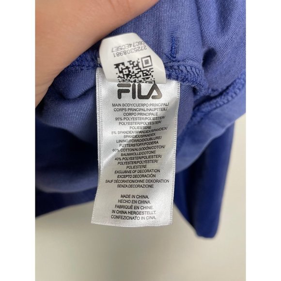 Fila Woman's Sz‎ M Blue Velvet Velour Hoodie Sweatshirt Quarter Zip Pull Over - Picture 6 of 7